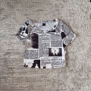 SHEIN Newspaper Print Crop Top